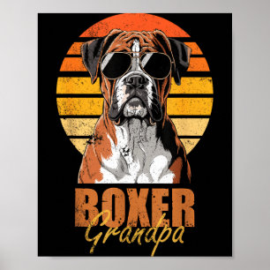 Cool Retro Boxer Grandpa Funny Vintage Dog Lover  Poster