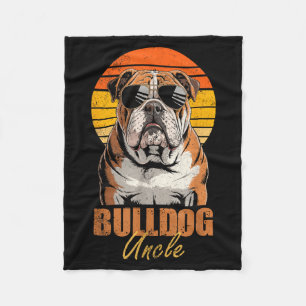 Cool Retro Bulldog Uncle Funny Vintage Dog Lovers Fleece Blanket