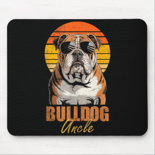 Cool Retro Bulldog Uncle Funny Vintage Dog Lovers  Mouse Mat