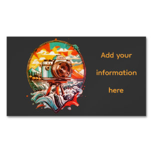 Cool Retro Camera Graphic Magnetic Business Card