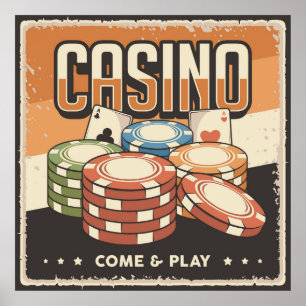 cool retro Casino lovers Poster
