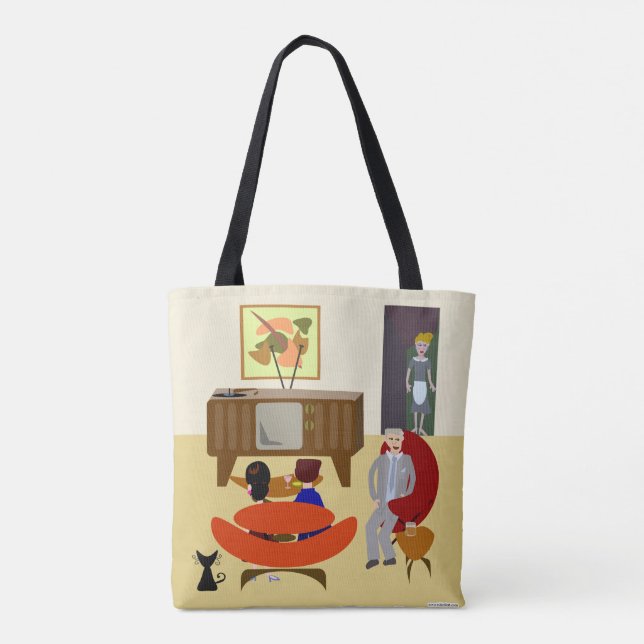 Cool Retro Characters Home Art Swanky Design Tote Bag (Back)