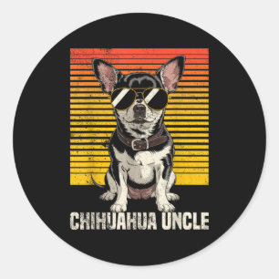 Cool Retro Chihuahua Uncle Funny Vintage Dog Owner Classic Round Sticker