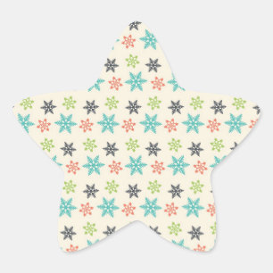Cool Retro Christmas Holiday Pastel Snowflakes Star Sticker