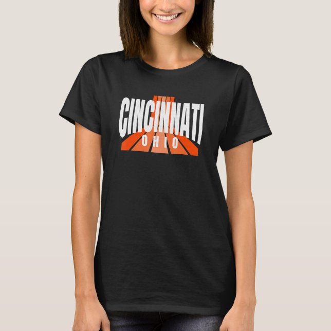 Cool Retro Cincinnati OrangeBlack Cincinnati OH Fa T-Shirt (Front)