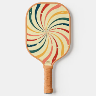 Cool Retro Colourful Swirl Custom Name Phone # Pickleball Paddle