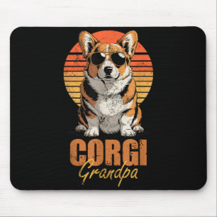 Cool Retro Corgi Grandpa Funny Vintage Dog Lover  Mouse Mat