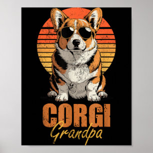 Cool Retro Corgi Grandpa Funny Vintage Dog Lover Poster