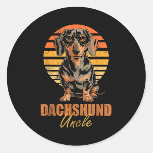 Cool Retro Dachshund Uncle Funny Vintage Dog Lover Classic Round Sticker