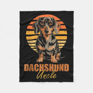 Cool Retro Dachshund Uncle Funny Vintage Dog Lover Fleece Blanket