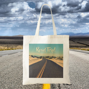 Cool Retro Day Trip Wide Open Road Vintage Highway Tote Bag