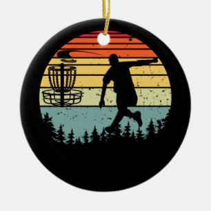 Cool Retro Disc Golf Sport Vintage Ceramic Tree Decoration