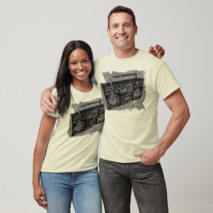 Cool Retro Distressed Boombox T-Shirt