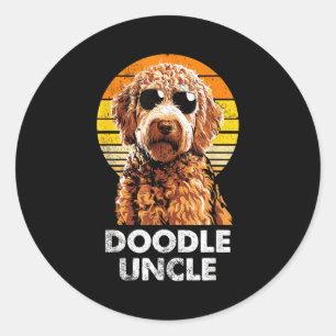 Cool Retro Doodle Uncle Funny Vintage Dog Owner  Classic Round Sticker