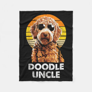 Cool Retro Doodle Uncle Funny Vintage Dog Owner  Fleece Blanket