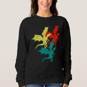 Cool Retro Dragon Flame Spewing Flying Mythical Cr Sweatshirt