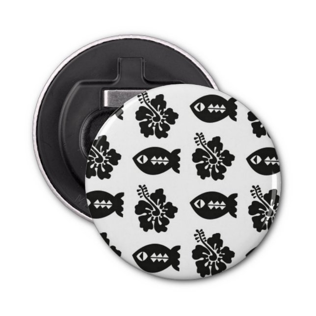Cool Retro Fish and Flower Tiki Pattern Bottle Opener (Front)