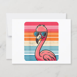 Cool Retro Flamingo in Sunglasses 70s 80s 90s Funn Postcard