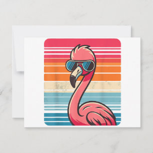 Cool Retro Flamingo in Sunglasses 70s 80s 90s Funn Thank You Card