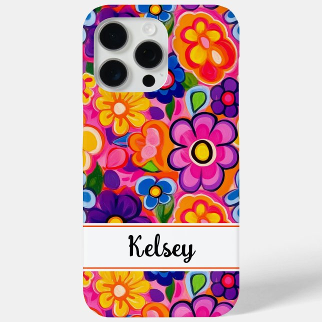 Cool Retro Floral Personalised Case-Mate iPhone Case (Back)