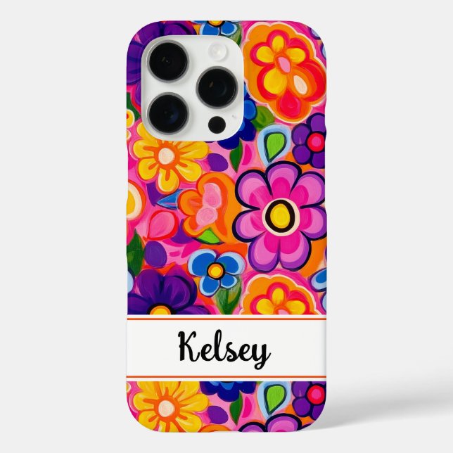 Cool Retro Floral Personalised Case-Mate iPhone Case (Back)