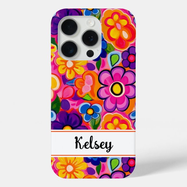 Cool Retro Floral Personalized Case-Mate iPhone Case (Back)