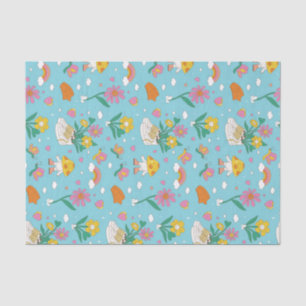Cool Retro Flower Garden Pattern Valentine's Day Tissue Paper