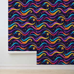 cool retro galaxy tiled pattern kids  wallpaper