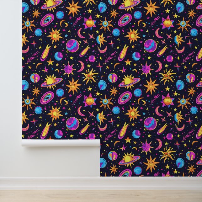 cool retro galaxy tiled pattern kids  wallpaper (Application)
