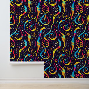 cool retro galaxy tiled pattern kids Wallpaper