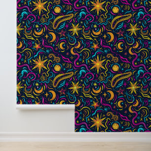 cool retro galaxy tiled pattern wallpaper