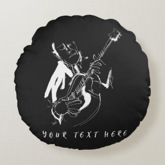 Cool Retro Guitarist Custom Name(名入れ対応) Round Cushion