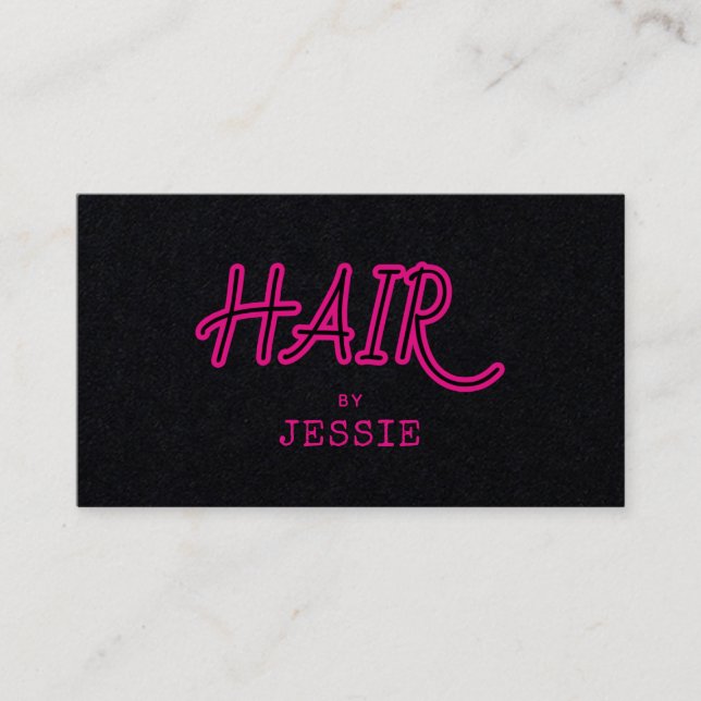 Cool Retro Hair Stylist Black Business Card (Front)