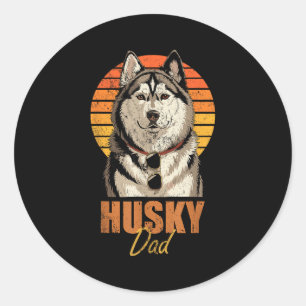 Cool Retro Husky Dad Funny Vintage Dog Lovers  Classic Round Sticker