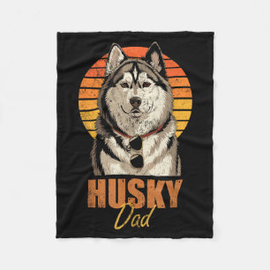 Cool Retro Husky Dad Funny Vintage Dog Lovers Fleece Blanket