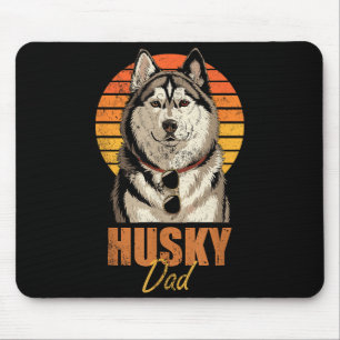 Cool Retro Husky Dad Funny Vintage Dog Lovers  Mouse Mat