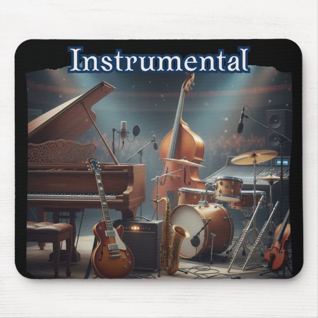 Cool Retro Instrumental Mouse Mat (Front)