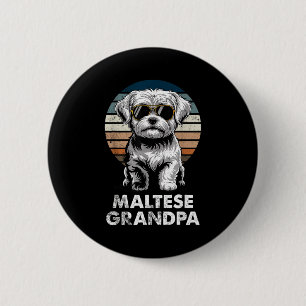Cool Retro Maltese Grandpa Funny Vintage Dog Owner 6 Cm Round Badge