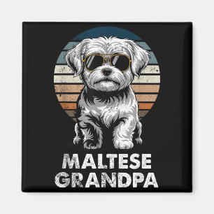 Cool Retro Maltese Grandpa Funny Vintage Dog Owner Magnet