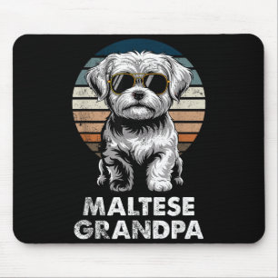Cool Retro Maltese Grandpa Funny Vintage Dog Owner Mouse Mat