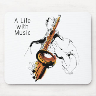Cool Retro Man Playing Alto Saxophone - Jazz Mouse Mat