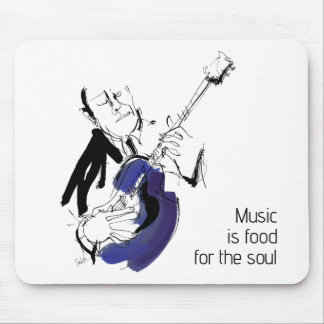 Cool Retro Man Playing Guitar - Jazz Music Art Mouse Mat