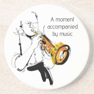 Cool Retro Man Playing Trumpet - Jazz Music Art Coaster