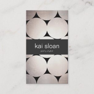 Cool Retro Mod Silver Circles Pattern Business Card