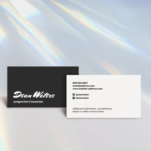 Cool Retro Modern Musician Songwriter Business Car Business Card (Creator Uploaded)