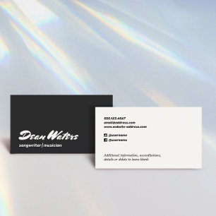 Cool Retro Modern Musician Songwriter Business Car Card