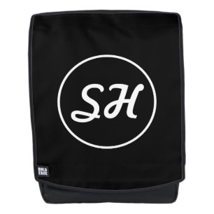 Cool Retro-Modern Style Monogram   Black & White Backpack