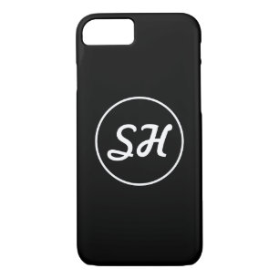 Cool Retro-Modern Style Monogram   Black & White iPhone 8/7 Case