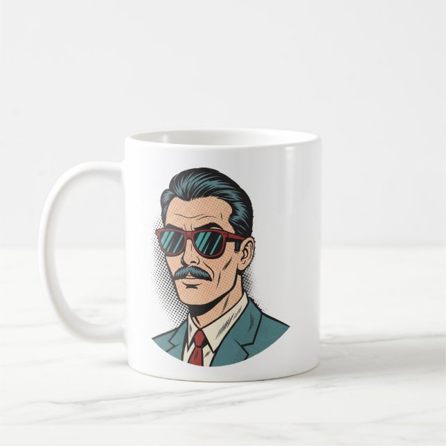 Cool Retro Moustache Man Mug (Left)