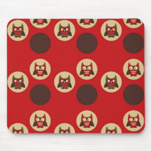 Cool retro owl & circles pattern mouse mat
